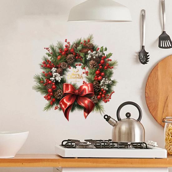 Vánoční věnec Samolepky na okno na zeď okno dveře Velké odnímatelné PVC samolepky s věncem