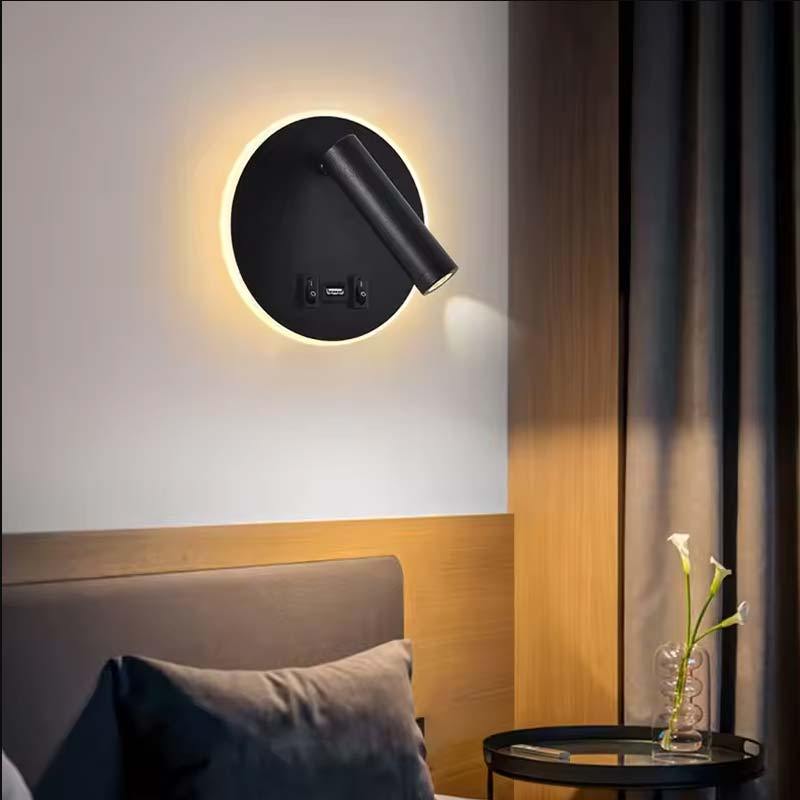 Minimalist LED Wall Mounted Reading Light Rotatable Bedside Wall Lamp Bedroom Decorative Wall Sconce Spotlight