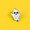Trendy White Ghost Punk Style Brooch with Lettering
