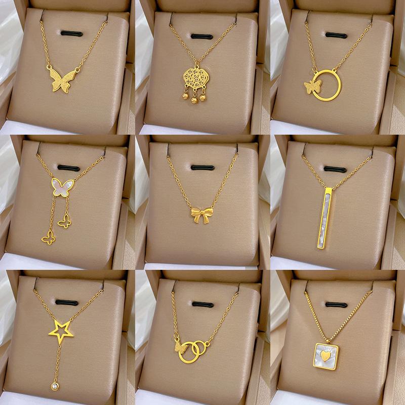 Geometric Animal Temperament Personality Minimalist Wind Furnace Real Gold Necklace Female Collarbone Chain