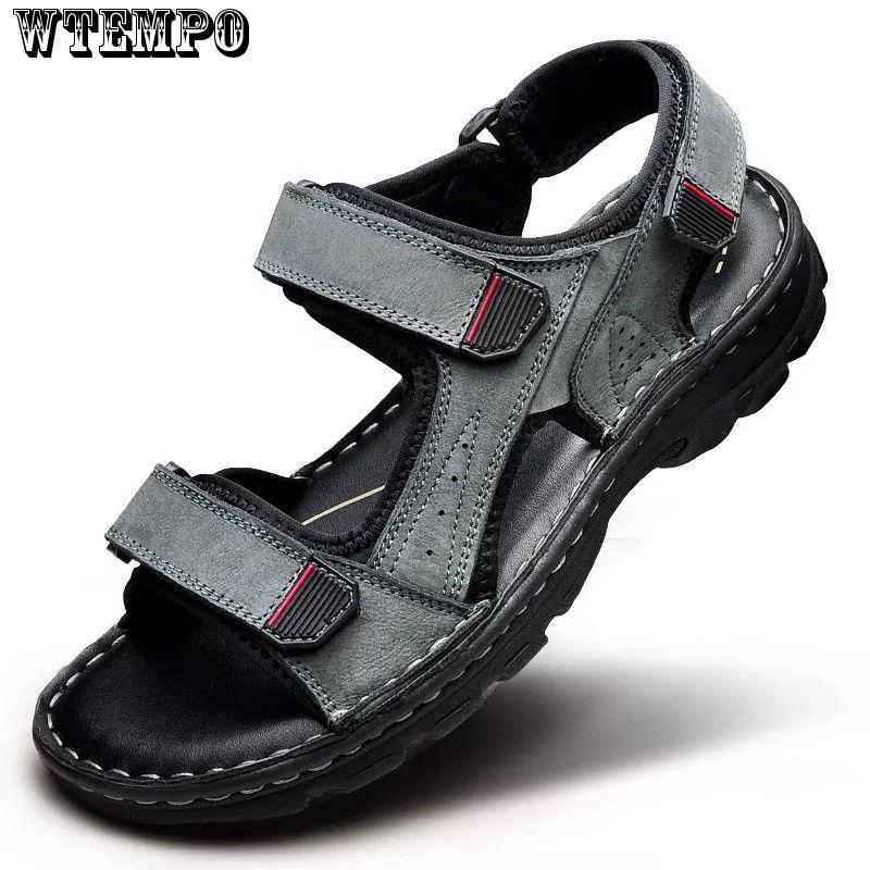 Leather Sandals Summer Men's Breathable Hole Shoes Non-slip Hollow Thick Bottom Casual Shoes
