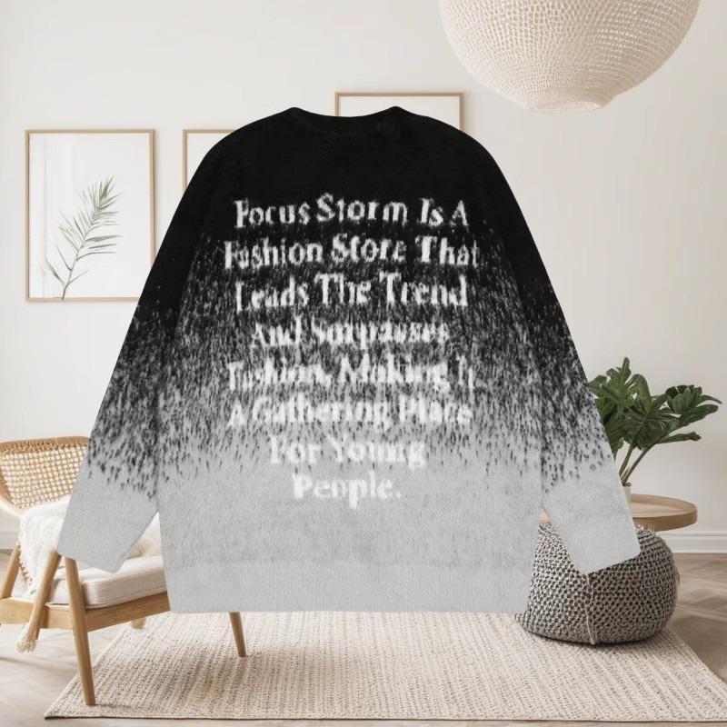 Trendy American Retro Gradient Letter Knit Sweater - Comfortable, Loose-Fit Pullover for Couples