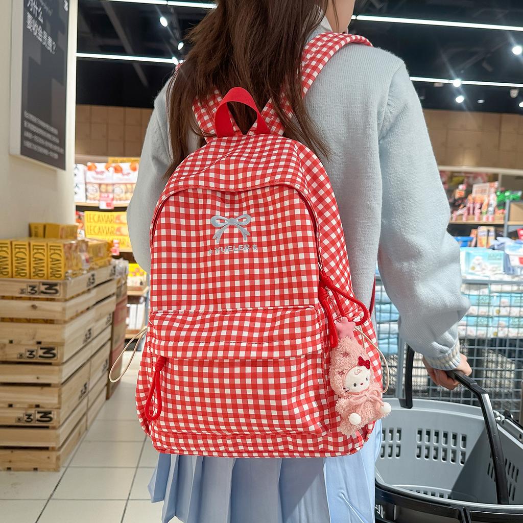 Schoolbag high value plaid backpack Japanese new cute sweet student class schoolbag pastoral leisure backpack women