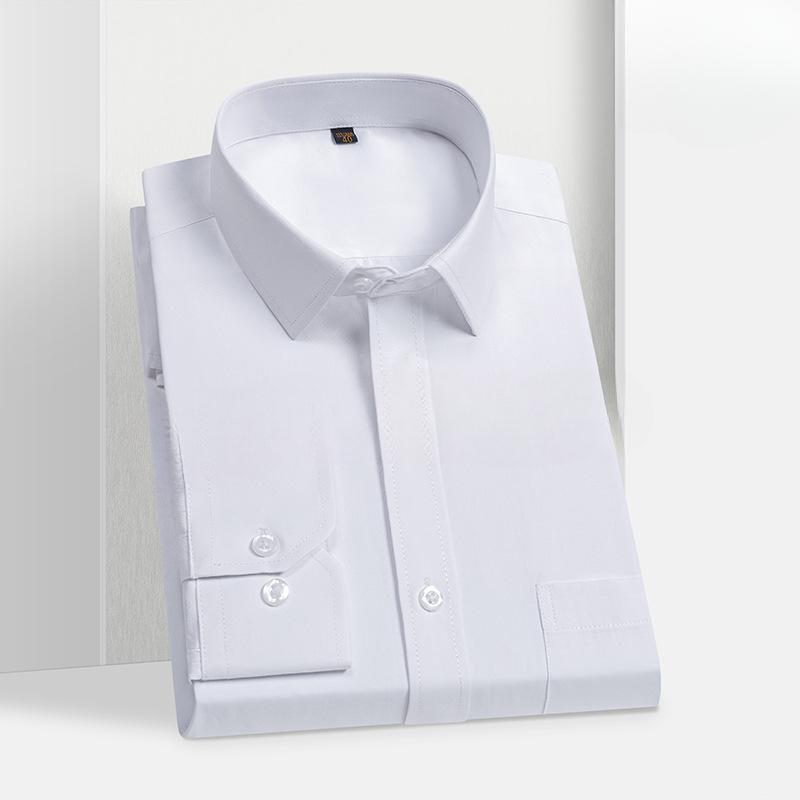 Shirt Men's Long Sleeved Middle-aged Young Business Casual Formal Wear Professional Wear Solid Color Cotton Slim Fit Shirts Men’s