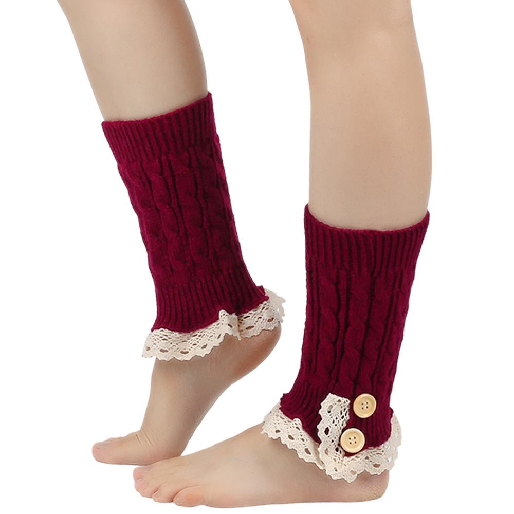 Korean Lace Trim Cable Knit Leg Warmers - Autumn & Winter Versatile Boot Covers