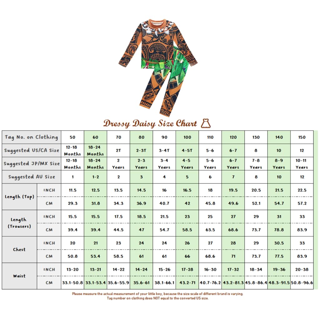 Dressy Daisy Ocean Maui Adventure Halloween Sizes Months Boys' Pull-On Pajamas, Kids' Costume, Green, 18-24