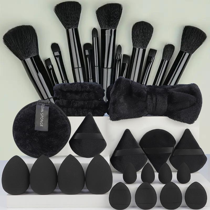 33Pcs 35Pcs Makeup Brush Set with Face Wash Sponge, Cosmetic Tools Kit Multifunctional Foundation Blending Brush Set