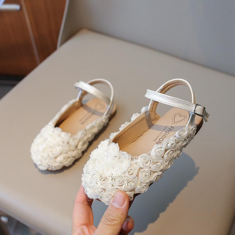 

Cover Toe Children Shoes Girls Sandals Lace Flower Designer Sandal for Girl Princess Slingback Shoes Nice Rose Shoes Kids H02273 23 бежевый
