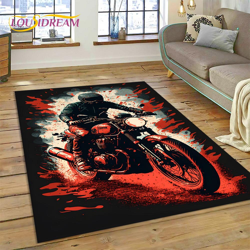Motocross Motorcycle Modern Rug Carpet for Living Room Bedroom Home Decor,Floor Mat Non-slip Decoration for Sofa Kitchen doormat