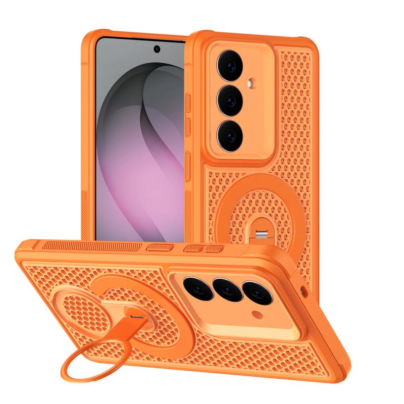 Magnetic Heat Dissipation Case For Samsung Galaxy S26 Ultra S25 Edge S24 Plus S23 FE Hybrid TPU+PC 360 Rotating Ring Stand Cover Case