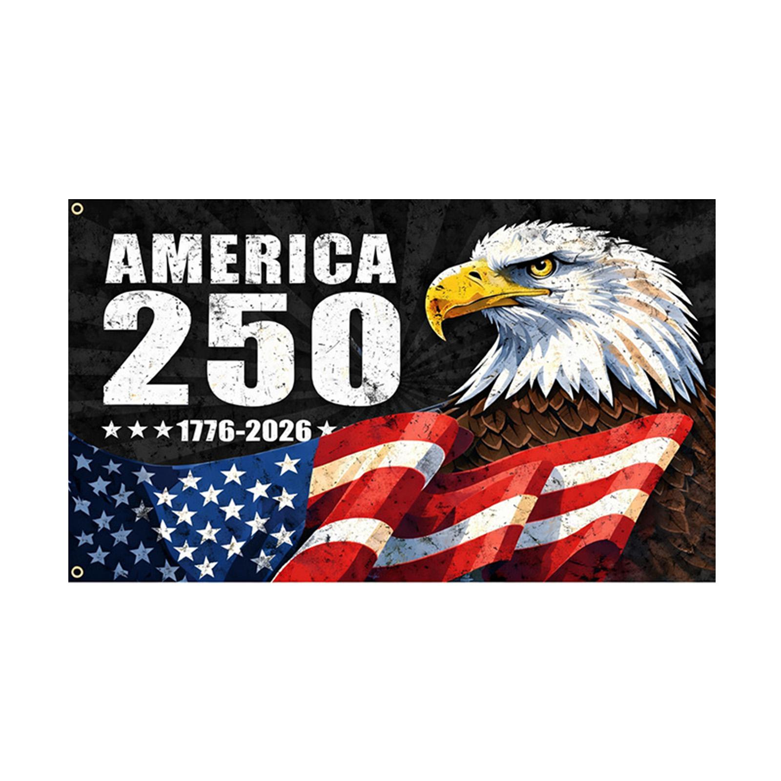 

America 250 Flag 1776 2026 Commemorative Banner with Eagle Graphic Durable Material for Outdoor Indoor Display One Size