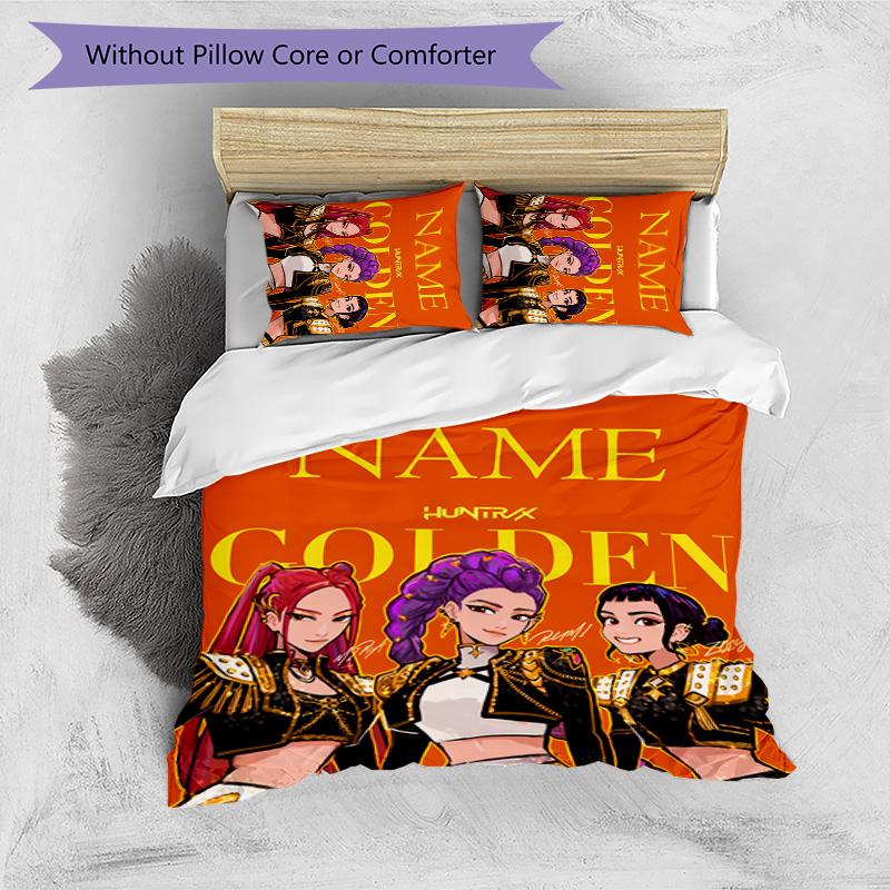 3pcs KPop Demon Hunters7 Cover Set - Personalized Name, HD Printed Bedding with 1 Cover and 2 Pillowcases - Perfect for Home Decor, Easy Care