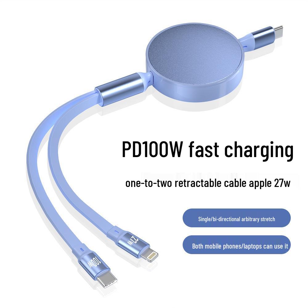 100W/27W PD Fast Charging Retractable Cable for Apple & Huawei Laptops