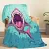 Cartoon Shark Big Mouth Seaside Funny Hug Me Blanket For Soft Throw Blanket for Picnic Bed Sofa Home Bedroom Warm Comfortable