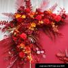 Red Theme Wedding Decoration Set: T-stage, Welcome Area, Ground Row, Aisle, and Flowers in Chinese Style.
