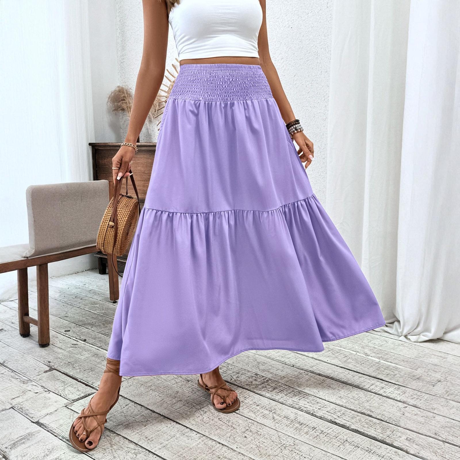 

Женская модная плиссированная юбка с цветочным принтом и эластичным поясом, свободная юбка-трапеция с карманом L