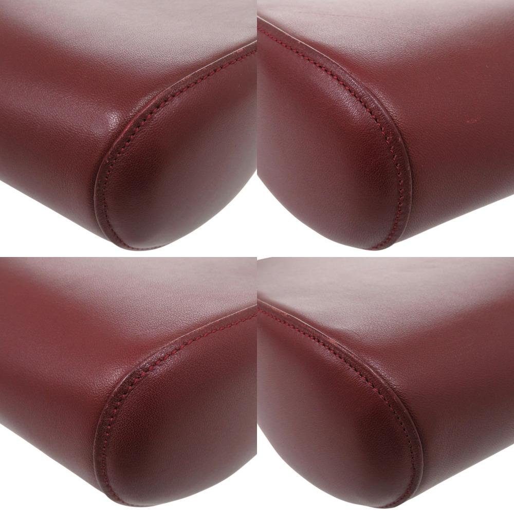 Used AUTHENTIC CARTIER Cabochon Hand Bag Bordeaux Leather