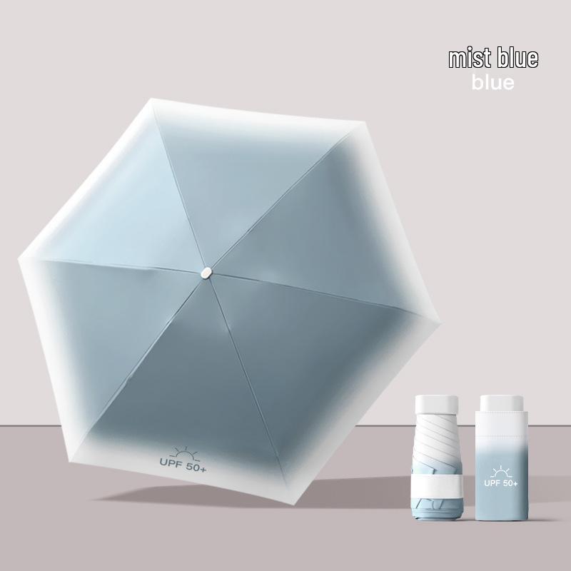 New Macaron Color Five-Fold Ultra-Light Sun Protection Compact Mini Umbrella with Buckle Handle