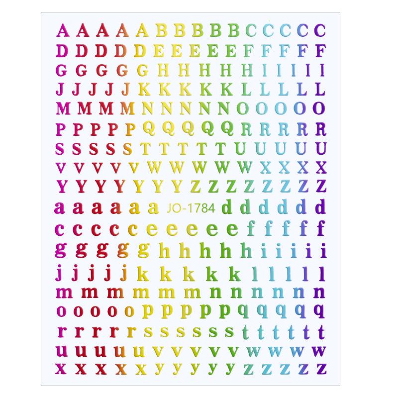 Nail Art 3D Laser Black & White Alphabet Stickers - 26 Uppercase & Lowercase Letters