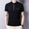 Men's Casual and Fashionable Solid Color Short Sleeved Stand Up Collar T-shirt Summer Versatile and Comfortable Top