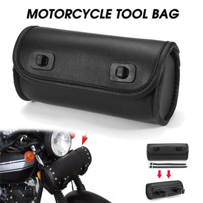 Bolsa de Herramientas para Horquilla Delantera de Motocicleta Cuero PU Lateral Trasera Bolsa de Herramientas Alforja Almacenamiento Scooter Manillar Colgante Bolsas Impermeable