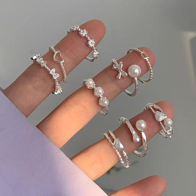 S925 Sterling Silber Love Pearl Open Index Ring - Eleganter High-End-Luxus für Damen