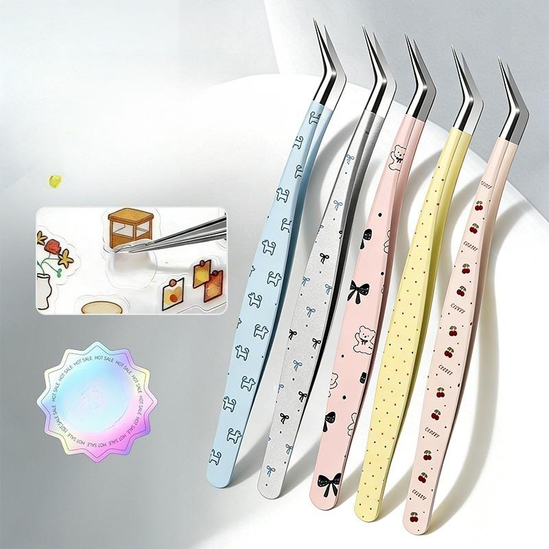 Cute Cartoon Stainless Steel Tweezers for Kid Girls Journaling Decal Tweezers DIY Craft Tweezers for Sticker Scrapbooking