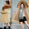 Women Winter Jacket Slim Long Coat Casual Parkas Big Fur Collar Wool Liner Hooded Outwear Cotton Warm Coats Female