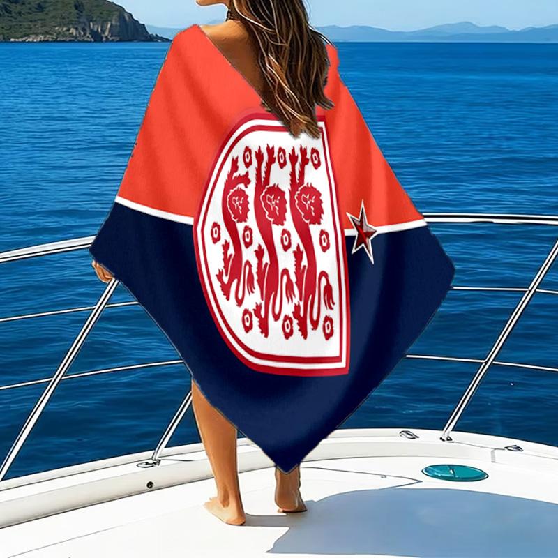 England Football Crest Printed Beach Towel, Super Soft Microfiber, Perfect Gift Birthday, for Pool, Beach, Travel, for family and friends