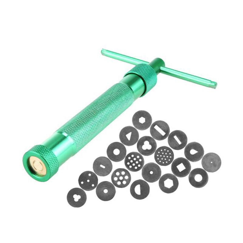

DIY Baking and Pottery Clay Extruder with 20 Pattern Molds, Stainless Steel Clay Shaping Tool зелёный