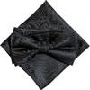 Schwarzes Paisley [Fliege & Einstecktuch] 2-teiliges Set für Herren - Ein-Klick-Verschluss - Lässig & Formell - Schwarz