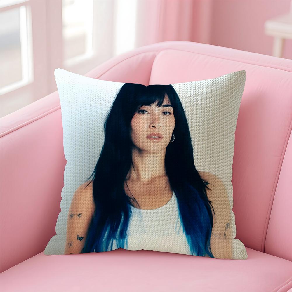 A-Aitana Ocanaa Singer Cushion Cover Natural Linen Pillow Case Double-Sided Print Decorative Sofa Pillowcase Home Decor Gift