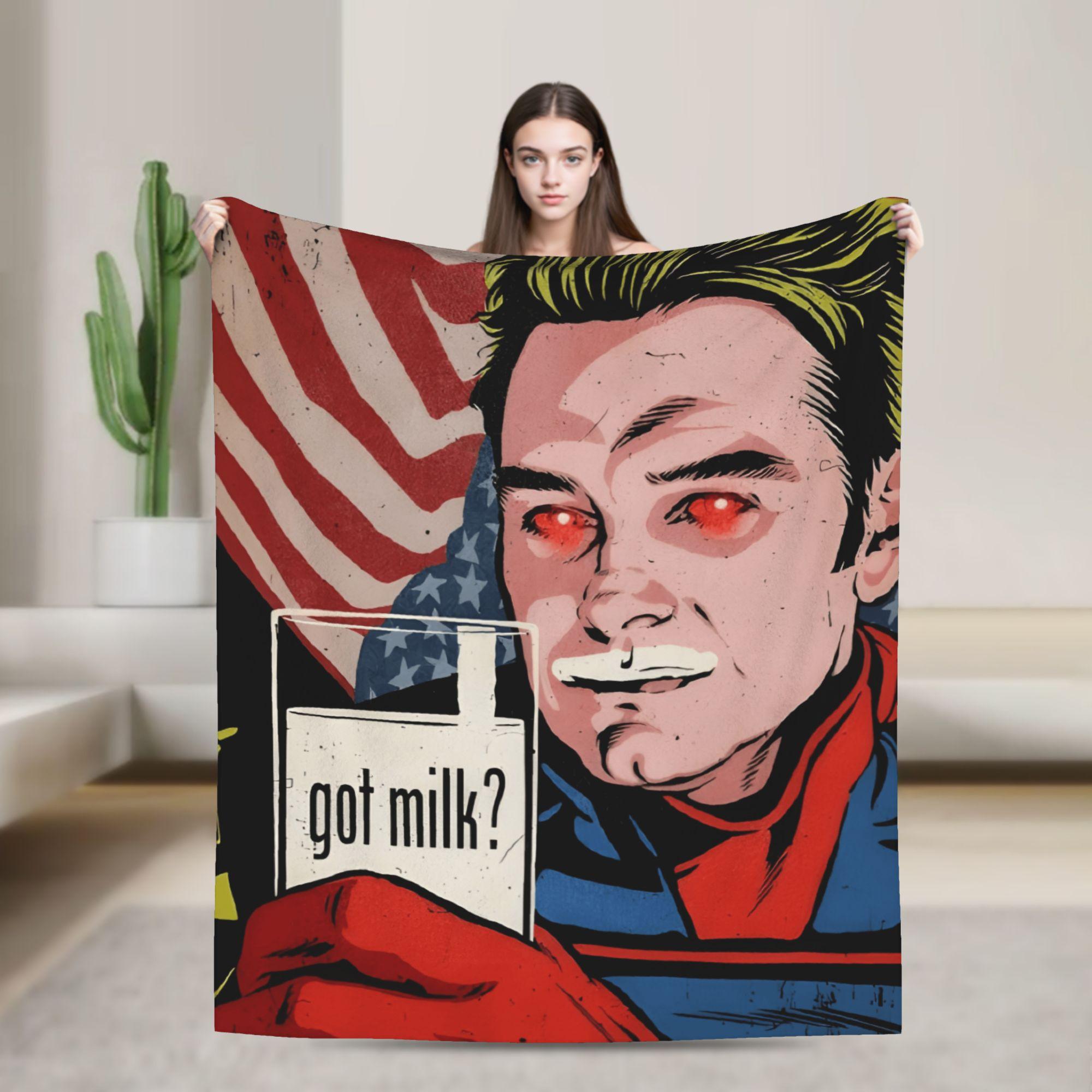 Homelander got a milk Blanket The Boys TV Warm Soft Comfortable Plush Throw Blanket Couch Bed Flannel Bedspread Bed Cover 75x90cm