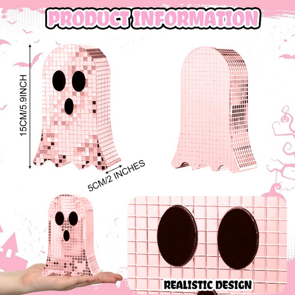 Halloween Decorations Ghost Ornaments Shiny Mirror Ghost Figurine Reflective Ghost Ornament for Home Parties Bars