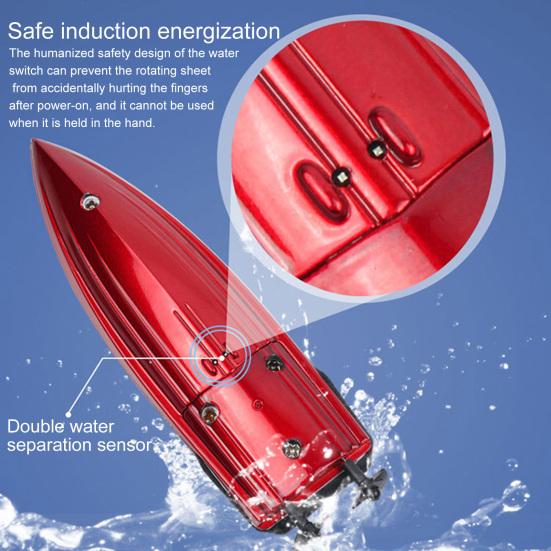 1 Set Remote Control Speedboat USB Rechargeable Waterproof Capsize Protection 360 Degree Tumbling Simulation Model Toys High Speed RC Racing