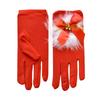 Children's Holiday Party Plush Bow Cosplay Gloves with Jingle Bells