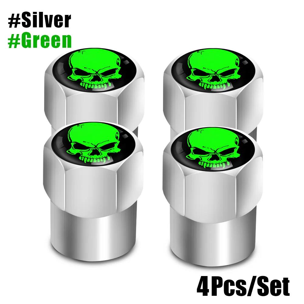 4Pcs/Set Skull Tire Valve Stem Cap Corrosion Resistant Dust Proof Cover Universal Fit for Car Bicycle Truck Motorcycle Stem Caps1