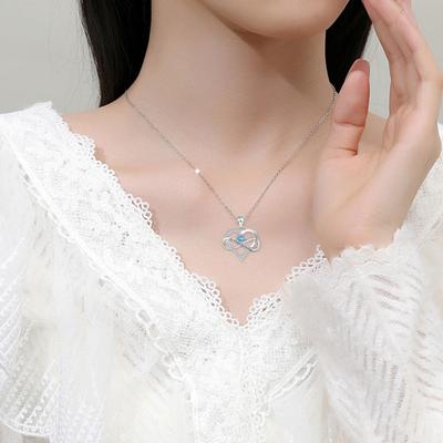 Heart Necklace for Women Romantic I Love You Forever Cubic Zirconia Heart Pendant