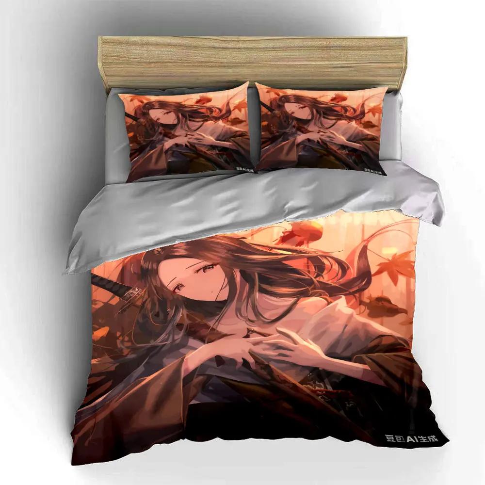 "Samurai Anime Decor Set" Multiple sizes kid's and adults' bedroom Exquisite 3PC bedding set, gift