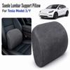 For Tesla Model 3 Y 20-24 Car Vehicle Seat Headrest Waist Lumbar Pillow Suede Premium Luxury Soft Comfort Support Cushion