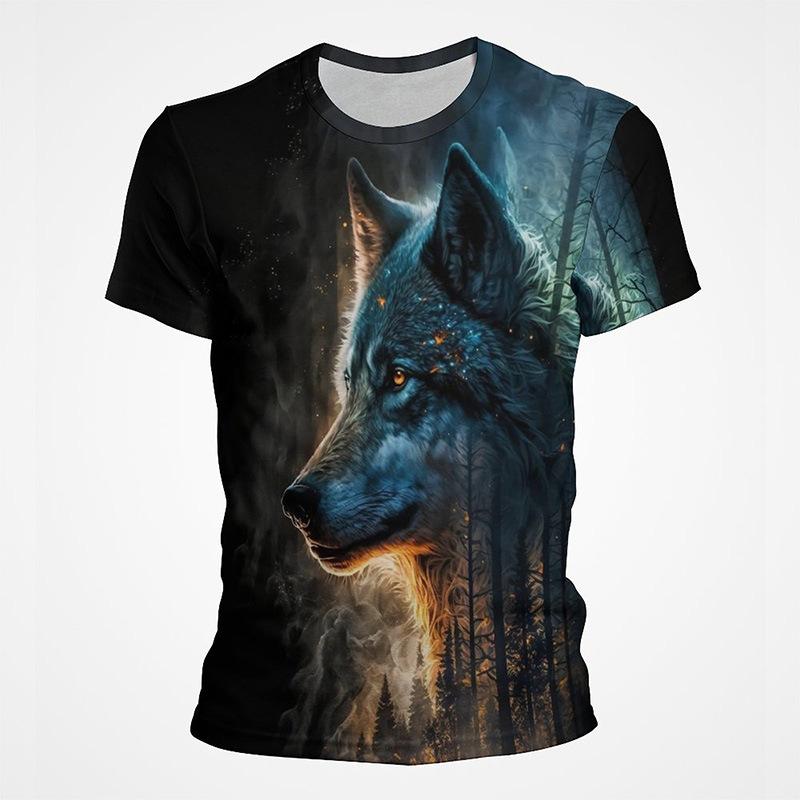 

Животное Волк 3D Цифровая Печать Мужская Мода Тренд Футболка с Круглым Вырезом и Коротким Рукавом 6XL