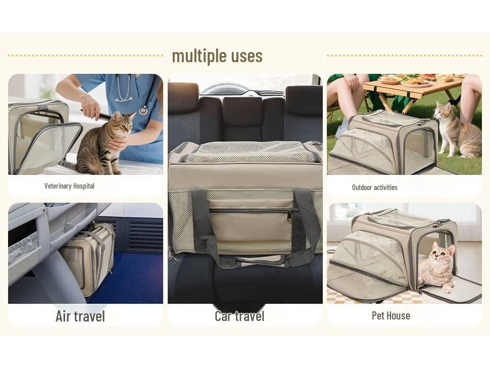Expandable Multi-Window Cat Carrier Bag - Large Capacity, Breathable, and Portable for Travel