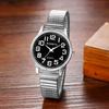 Men's Watch Silver Simple Free Size Analog Display Couple Watch Quartz Fashion Accessory