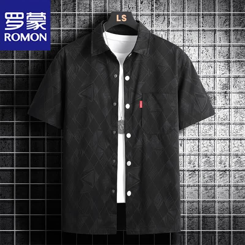 ROMON Men s Summer Quick-Dry Loose Short Sleeve Shirt L