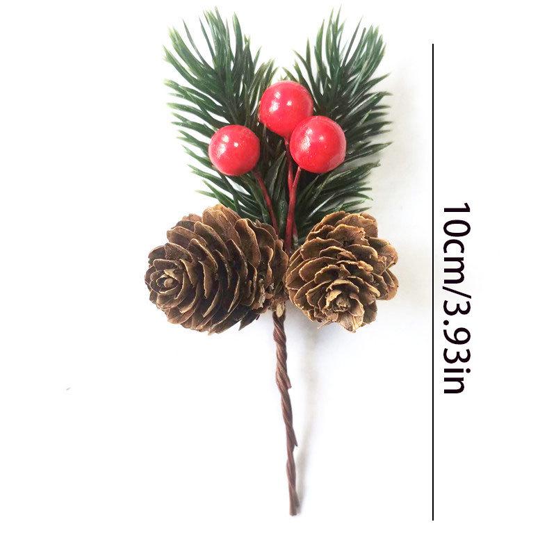 Artificial Pine Needle Greenery & Red Berry Bouquet for Holiday DIY & Gift Packaging