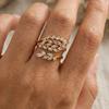 Minimalist Wheat Ear Open Ring for Women Exquisite Shiny CZ Stone Geometry Adjustable Ring Friendship Birthday Jewelry Gift