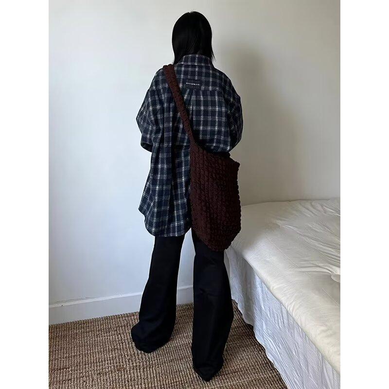 American Plaid Shirt Spring and Autumn New plus Size Design Color Matching Long Sleeve High-Grade Couple Shirt Coat