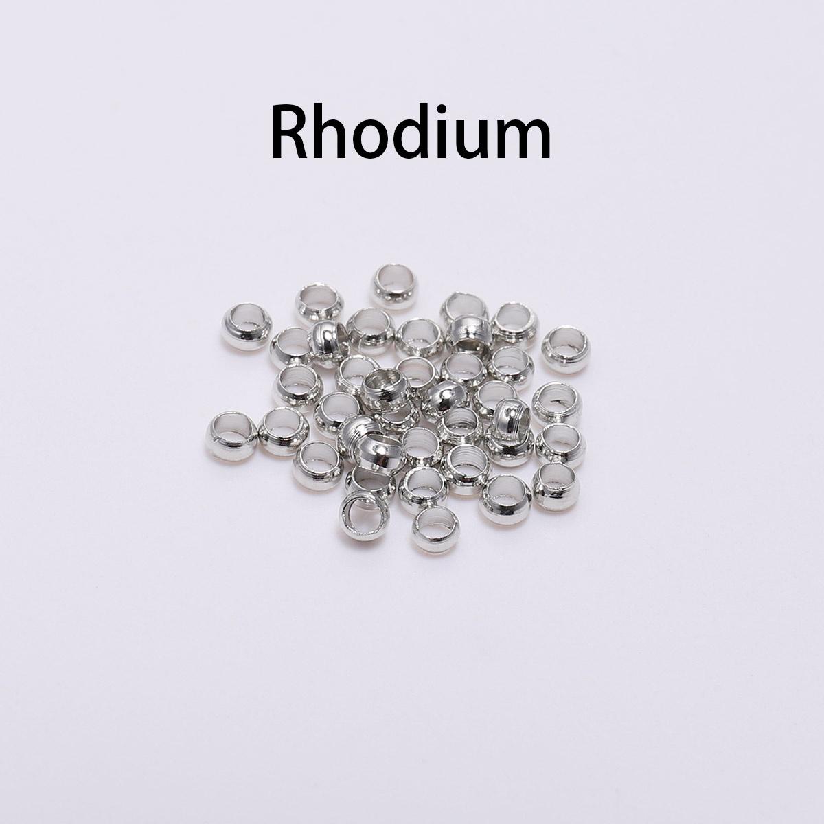 

200 шт./лот Золоті мідні кулькові намистини з обжимними кінцями Діаметр 2 3 4 мм Стопорні розпірні намистини для виготовлення ювелірних виробів своїми руками Фурнітура Rhodium-3MM