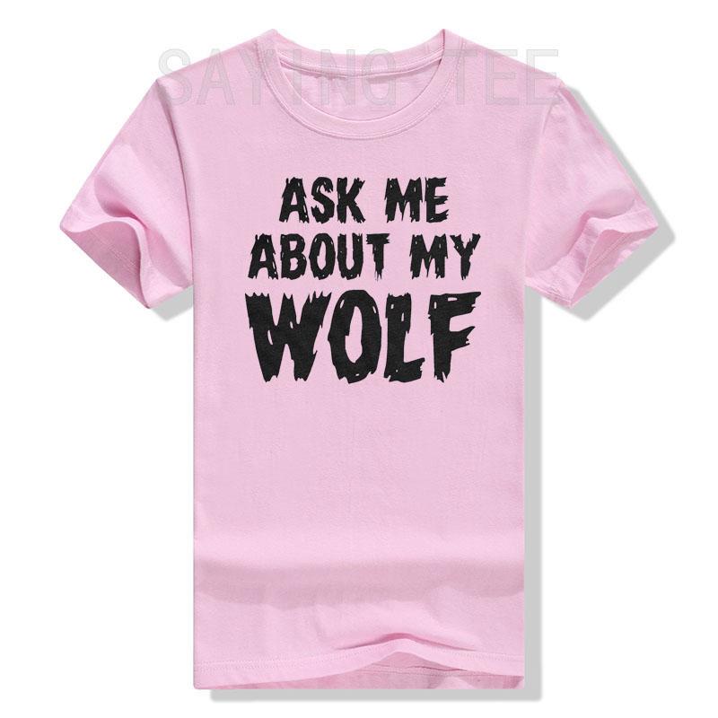 Ask Me About My Wolf Flip T- Shirt Cool Funny Saying Novelty Graphic Tee Tops Men's Fashion Animal Print Outfits Husbands Gifts