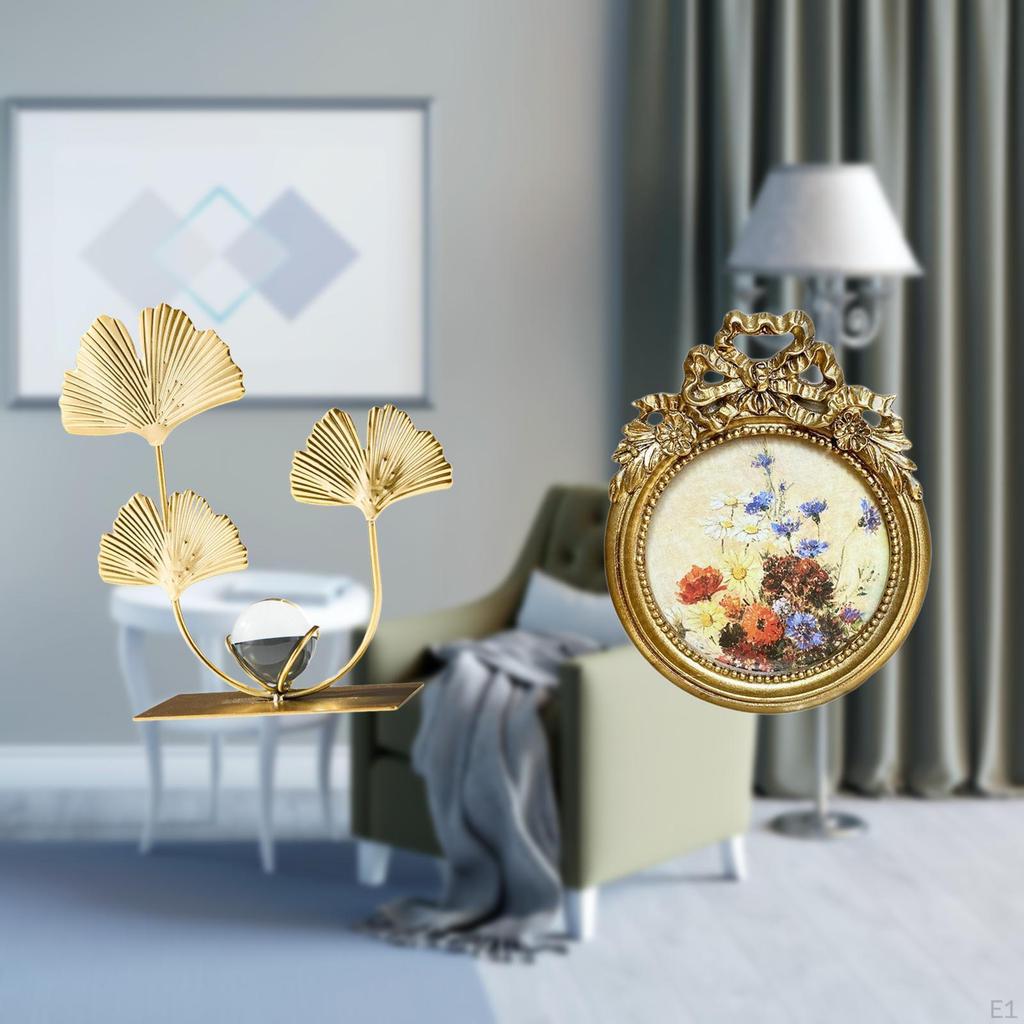 Modern Home Decor Collectibles Antique Photo Frame And Leaves Statue Sculpture Ornate European